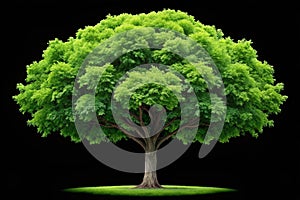 Single green tree isolated on white background