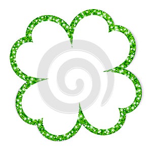 Single Green Turned Graphic Shamrock Frame Glitter