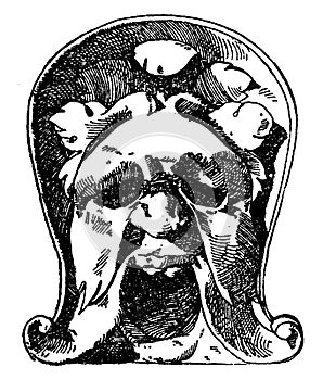 Single Grotesque Mask, vintage engraving