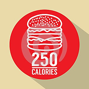 Single Hamburger 250 Calories Symbol