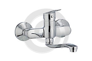 Single handle bath mixer, metal faucet for the bathroom. Short spout