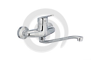 Single handle bath mixer, metal faucet for the bathroom. Short spout