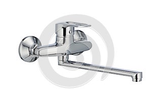 Single handle bath mixer, metal faucet for the bathroom. Short spout