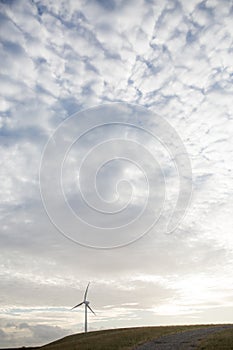 Single alternative energy wind turbine on a hill