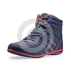 Single of high top fashion blue sneakers