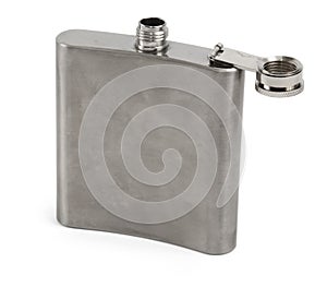 Single hip flask against white