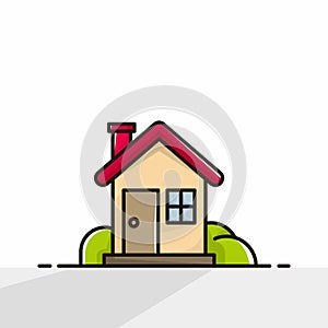 Single house simple cartoon illustration design vector