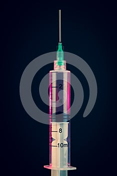 Single hypodermic needle syringe photo
