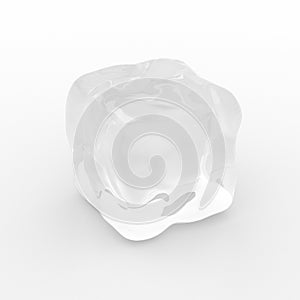 Single ice cube on white background - 3D illustration