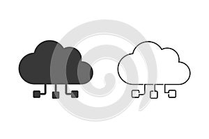 Single icon set of a cloud computing. Vector illustration