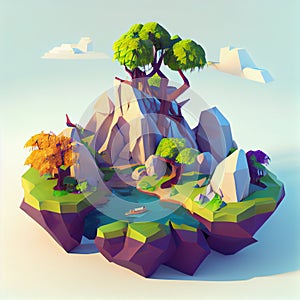 Single Island 3D Renderer Fantasy Game