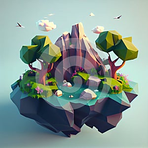 Single Island 3D Renderer Fantasy Game