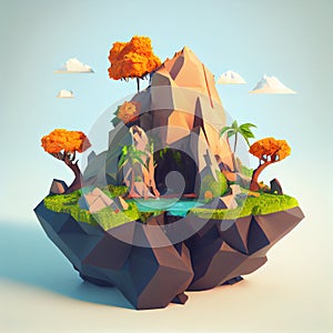 Single Island 3D Renderer Fantasy Game