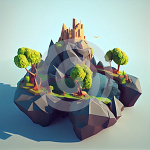 Single Island 3D Renderer Fantasy Game