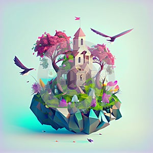 Single Island 3D Renderer Fantasy Game