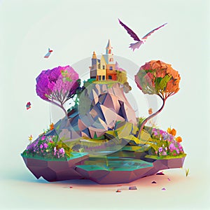 Single Island 3D Renderer Fantasy Game