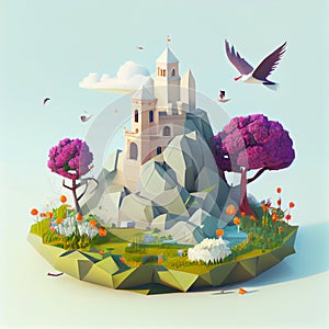 Single Island 3D Renderer Fantasy Game