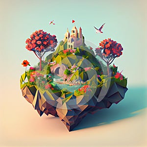 Single Island 3D Renderer Fantasy Game