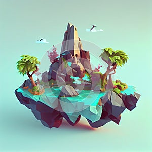 Single Island 3D Renderer Fantasy Game