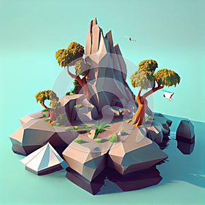 Single Island 3D Renderer Fantasy Game