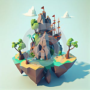 Single Island 3D Renderer Fantasy Game