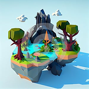 Single Island 3D Renderer Fantasy Game