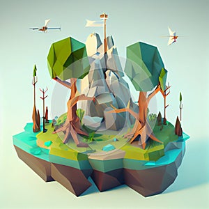 Single Island 3D Renderer Fantasy Game