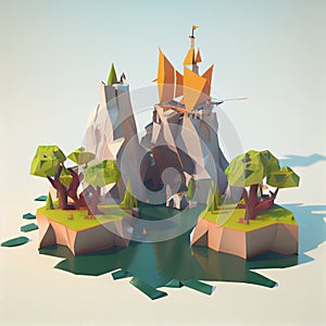 Single Island 3D Renderer Fantasy Game