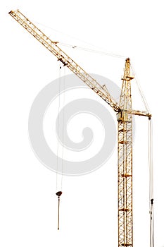 Single isolated dark golden hoisting crane