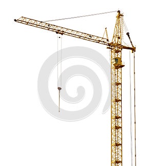 Single isolated high dark gold hoisting crane photo