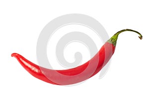 Single isolated red hot chilli pepper