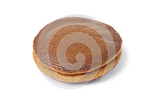 Single Japanese Dorayaki close up on white background