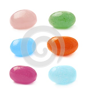 Single jelly bean candy isolated