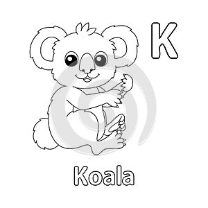 Single Koala. Alphabet ABC Coloring Page K