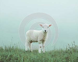 Minimalist Single Lamb on Grass