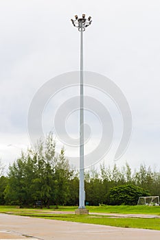 Single lamp post in car park