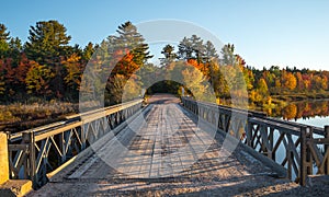 Single lane steel and timber bridge over Cory Lake. photo