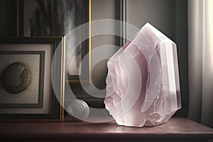 a single large, rose quartz crystal