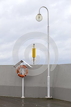 Single lifebuoy and lantern