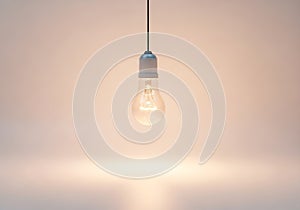 A single light bulb hangs from
