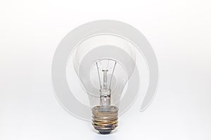Single light bulb on white background