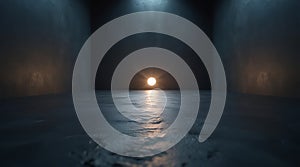 Single Light Source in Dark Empty Room dark room glowing orb