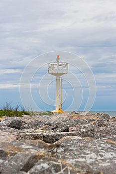 Single lighthouse near sea coast