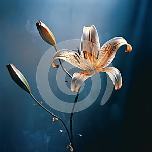 Moody Tonalism: A Captivating Lily In Blue Light