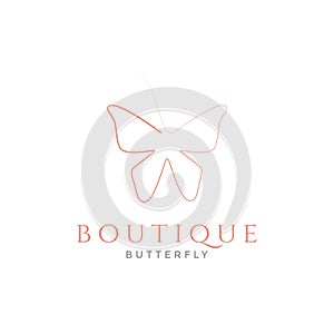 Single line brush art butterfly logo design vector graphic symbol icon sign illustration creative idea