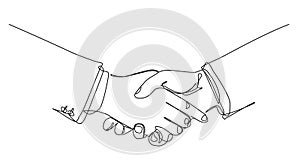 single line drawing of businessmen shaking hands