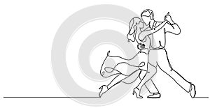 single line drawing of couple dancing