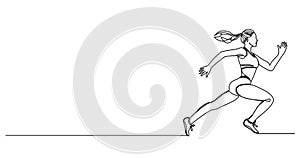 single line drawing of female sprinter