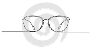 single line drawing of pair of eyeglasses