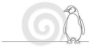 single line drawing of penguin